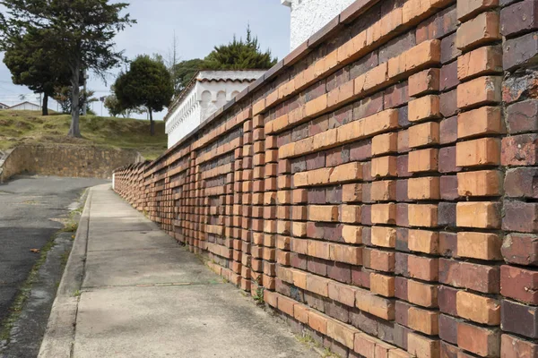 Guatavita Colombia Primer Plano Patrón Indígena Una Pared Ladrillo Arquitectura — Foto de Stock