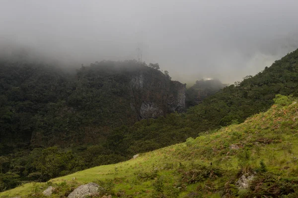 曇りの雨の日にコロンビアのアンデスの森の山々 — ストック写真