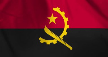 Angola bayrağı rüzgarın arka plan döngüsü video animasyonu ile dalgalanıyor
