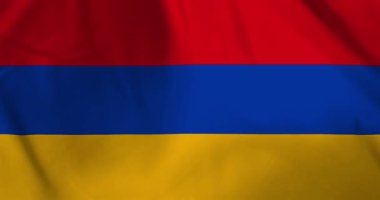 Ermenistan bayrağı rüzgarın arka plan döngüsü video animasyonuyla dalgalanıyor