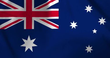 Avustralya bayrağı rüzgarın arka plan döngüsü video animasyonu ile dalgalanıyor
