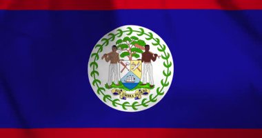 Belize bayrağı rüzgarın arka plan döngüsü video animasyonu ile dalgalanıyor