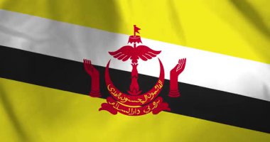 Rüzgâr arka plan döngüsü video animasyonuyla dalgalanan brunei bayrağı