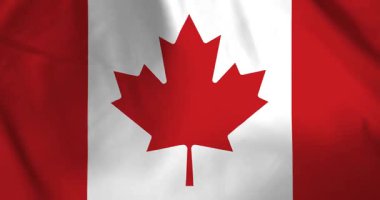 Kanada bayrağı rüzgarın arka plan döngüsü video animasyonu ile dalgalanıyor