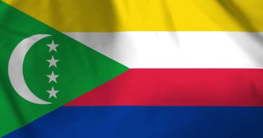 Komoros bayrağı rüzgarın arka plan döngüsü video animasyonu ile dalgalanıyor