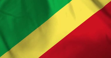 Kongo cumhuriyet bayrağı rüzgarın arka plan döngüsü video animasyonuyla dalgalanıyor