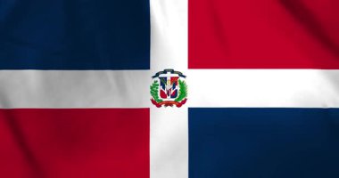 Dominik Cumhuriyeti bayrağı rüzgarın arka plan döngüsü video animasyonuyla dalgalanıyor