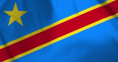 Kongo demokratik cumhuriyet bayrağı rüzgarın arka plan döngüsü video animasyonuyla dalgalanıyor
