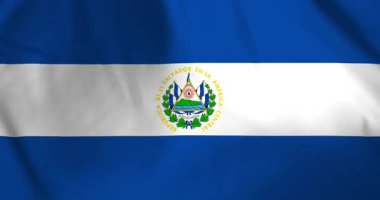 El Salvador bayrağı rüzgarın arka plan döngüsü video animasyonu ile dalgalanıyor.