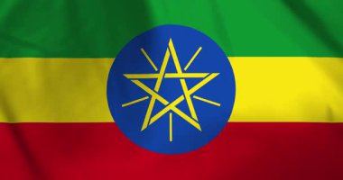 Etiyopya bayrağı rüzgarın arka plan döngüsü video animasyonu ile dalgalanıyor
