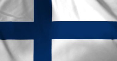 Finlandiya bayrağı rüzgarın arka plan döngüsü video animasyonu ile dalgalanıyor