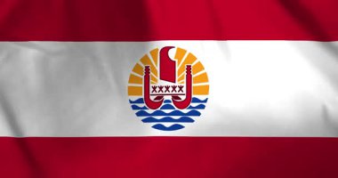 Fransız Polinezya bayrağı rüzgarın arka plan döngüsü video animasyonuyla dalgalanıyor