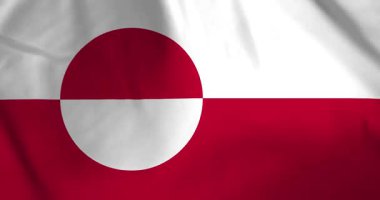 Rüzgâr arka plan döngüsü video animasyonuyla dalgalanan Greenland bayrağı