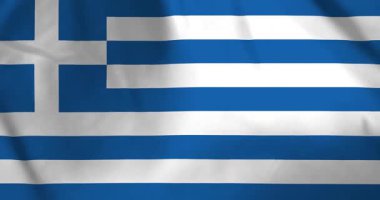 Rüzgâr arka plan döngüsü video animasyonuyla dalgalanan Yunan bayrağı