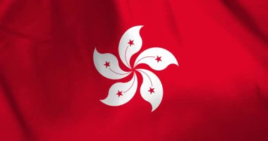 Hong Kong bayrağı rüzgar arkaplan döngüsü video animasyonu ile dalgalanıyor