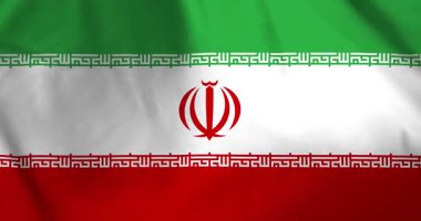 İran İslam Cumhuriyeti bayrağı rüzgarın arka plan döngüsü video animasyonuyla dalgalanıyor
