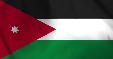 Ürdün bayrağı rüzgarın arka plan döngüsü video animasyonu ile dalgalanıyor