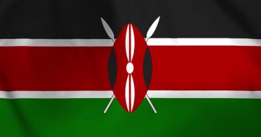Kenya bayrağı rüzgarın arka plan döngüsü video animasyonu ile dalgalanıyor