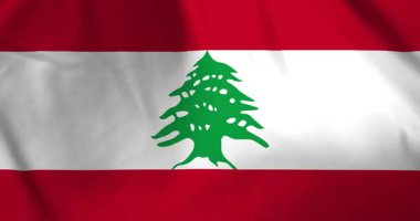 Lübnan bayrağı rüzgarın arka plan döngüsü video animasyonu ile dalgalanıyor