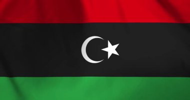 Rüzgâr arka planında dalgalanan libya bayrağı video animasyonu