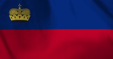 Lihtenştayn bayrağı rüzgarın arka plan döngüsü video animasyonu ile dalgalanıyor