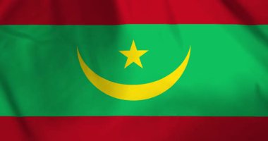 Rüzgâr arka plan döngüsü video animasyonuyla dalgalanan Mauritania bayrağı