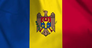 Moldova bayrağı rüzgar arkaplan döngüsü video animasyonu ile dalgalanıyor