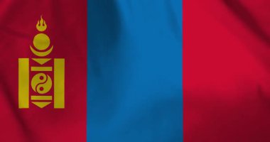 Moğolistan bayrağı rüzgarın arka plan döngüsü video animasyonuyla dalgalanıyor