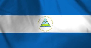 Nikaragua bayrağı rüzgarın arka plan döngüsü video animasyonu ile dalgalanıyor