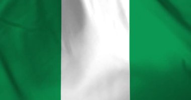 Nijerya bayrağı rüzgarın arka plan döngüsü video animasyonuyla dalgalanıyor