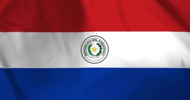Paraguay bayrağı rüzgarın arka plan döngüsü video animasyonu ile dalgalanıyor