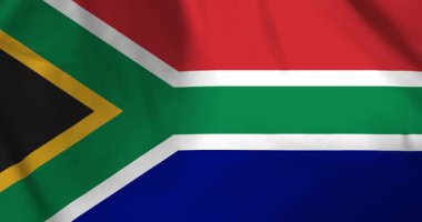 Güney Afrika bayrağı rüzgarın arka plan döngüsü video animasyonuyla dalgalanıyor