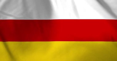 Güney Osetya bayrağı rüzgarın arka plan döngüsü video animasyonu ile dalgalanıyor