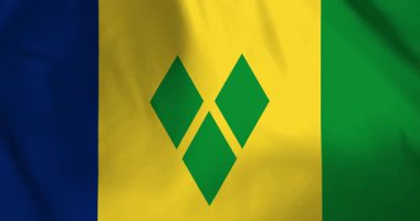 Saint Vincent ve Grenadines bayrağı rüzgarın arka planında dalgalanan video animasyonu.