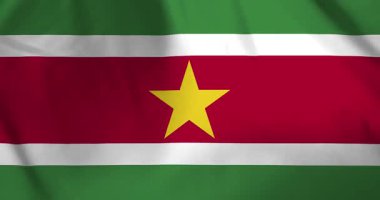 Rüzgar arkaplan döngüsü video animasyonu ile surinam bayrağı dalgalanıyor