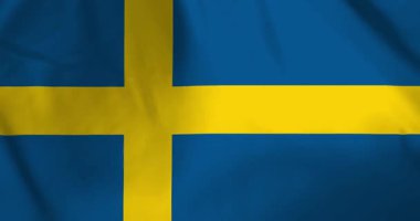 Rüzgâr arkaplan döngüsü video animasyonu ile sallanan İsveç bayrağı