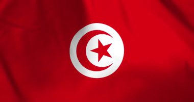 Rüzgâr arka planında dalgalanan tunisia bayrağı video animasyonu