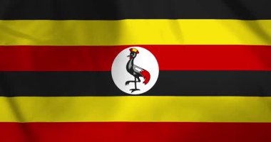Rüzgâr arkaplan döngüsü video animasyonuyla dalgalanan Uganda bayrağı