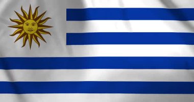 Rüzgar arkaplan döngüsü video animasyonu ile uruguay bayrağı dalgalanıyor