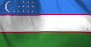 Özbekistan bayrağı rüzgar arkaplan döngüsü video animasyonu ile dalgalanıyor