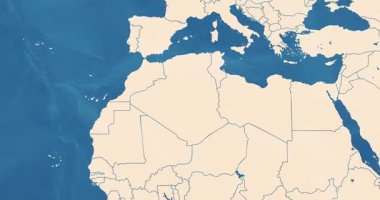 Cezayir haritasına en önemli şehirler ve sınır çizgileriyle güzel yakınlaştır