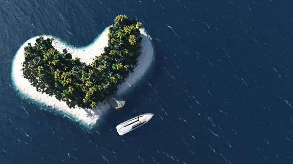 Cuore isola e spiaggia paradiso — Foto Stock