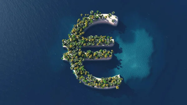 Иллюстрация острова в форме евро — стоковое фото