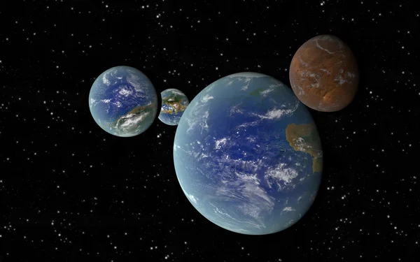 Tierra 3D como planetas — Foto de Stock