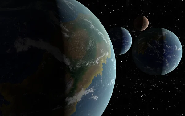 Tierra 3D como planetas — Foto de Stock