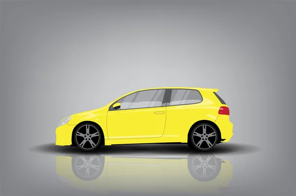 Gelbes Auto auf grau — Stockvektor