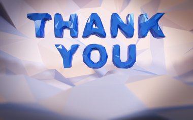 Düşük Poli arka plan. Kelime kavram. Metin teşekkür ederim. 3D r