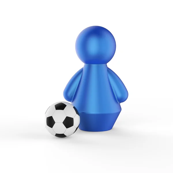 Abstract concept with figure of man with soccer ball. 3d render. — Stock Photo, Image