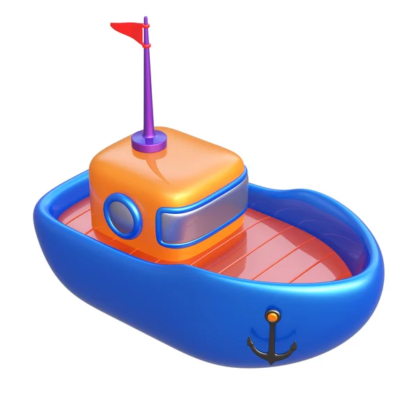 Abstracte speelgoed boot geïsoleerd op een witte achtergrond. 3D render. — Stockfoto