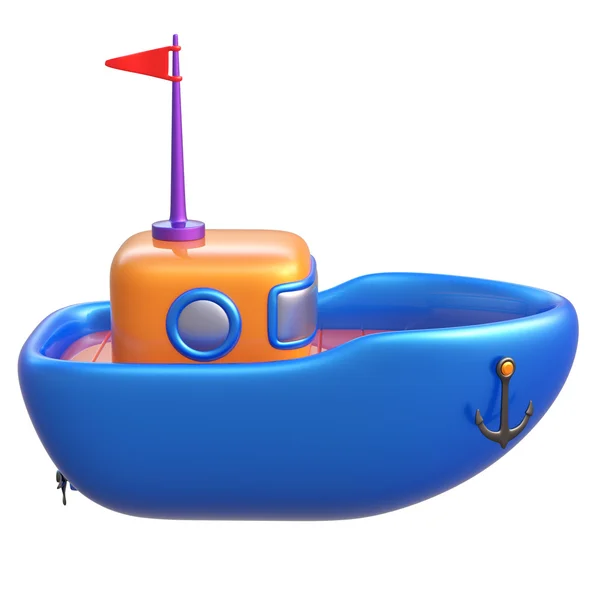 Barco de juguete abstracto aislado sobre fondo blanco. 3d renderizar . — Foto de Stock